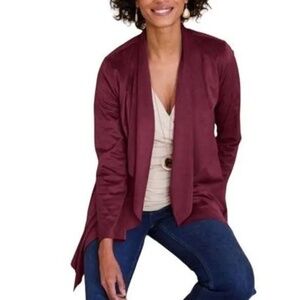 Soft Surroundings Shape Drape Faux Suede Jacket In Purple Wine Size 1X NWT